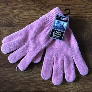 Pink Ladies Chenille Gloves